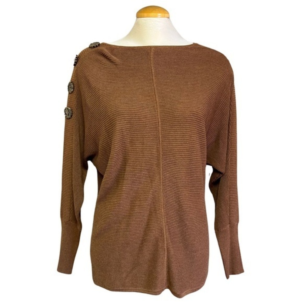 Rust Orange Melanie Lyne Women's Small Sweater with Button Detail Shoulder